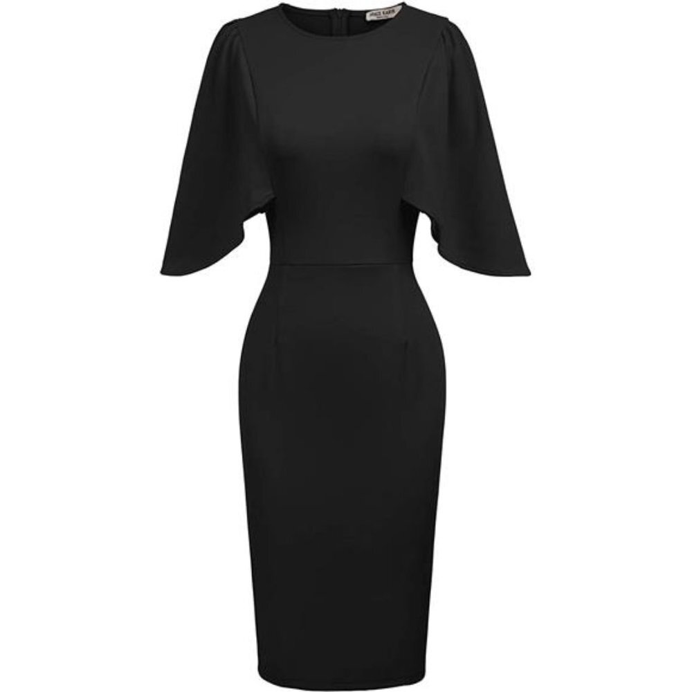 Women 3/4 Ruffle Sleeve Slim Fit Business Pencil Dress